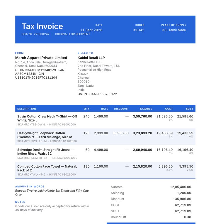 Bold GST invoice layout