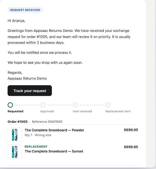 Customer email